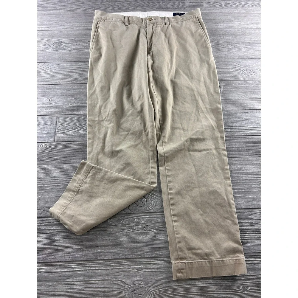 Polo Ralph Lauren Mens Chinos Khaki Tan Cotton Twill Pants 36x30 Straight Leg